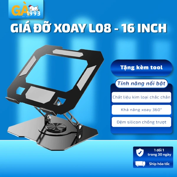 Giá đỡ laptop xoay 360 độ cải thiện tư thế làm việc, nhưng lại chiếm diện tích bàn đáng kể
