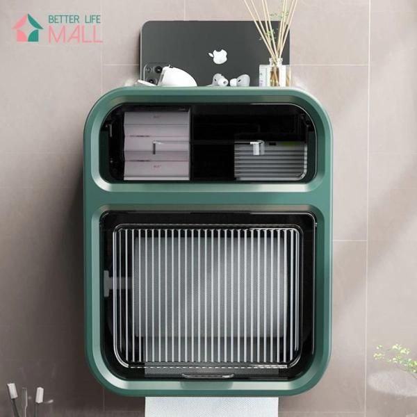 Kệ để điện thoại trên giá đỡ giấy vệ sinh thường khiến dây sạc vướng, làm việc tắm trở nên bất tiện
