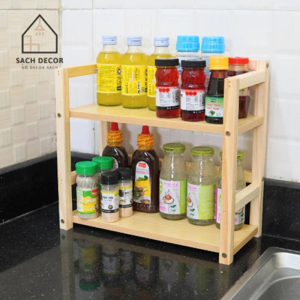 Kệ gia vị 2 tầng bằng gỗ thông có thực sự giúp bếp gọn gàng, hay còn những bất ngờ khó nghĩ?