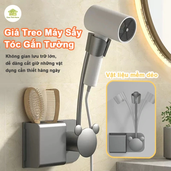 Kệ treo tường đa năng cho máy sấy tóc trong phòng tắm: chi tiết mà hầu hết người dùng thường bỏ qua