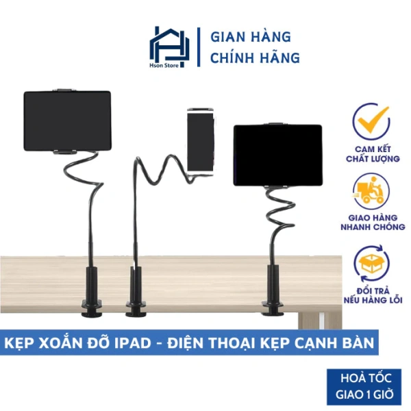 Kẹp đa năng hứa hẹn tối ưu không gian nhưng thực tế lại gây cản trở khi xoay góc iPad và điện thoại.