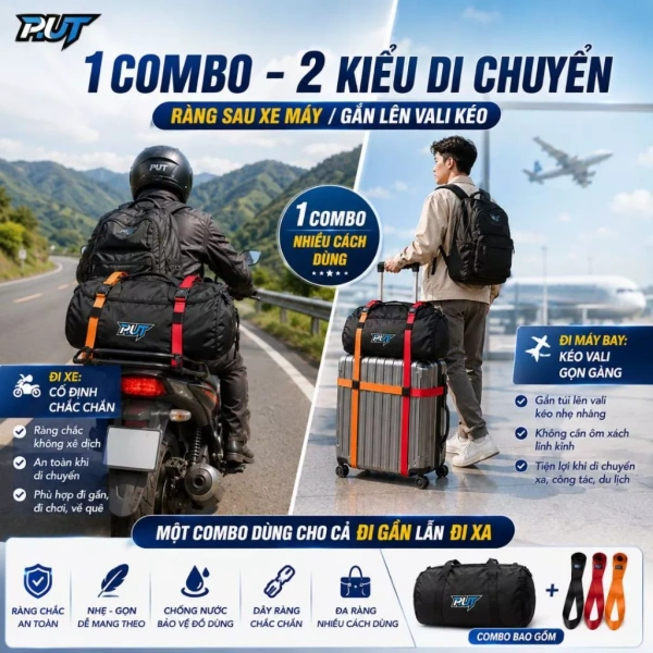 Khi một chiếc dây ràng đa năng giữ được cả ba lô và phụ kiện trên xe máy, thực tế có như quảng cáo không?