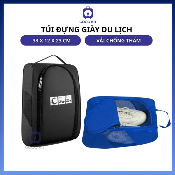 Khóa trên túi đựng giày du lịch không chỉ ngăn rơi mà còn bảo vệ giày khỏi ẩm ướt bất ngờ trong những chuyến hành trình.