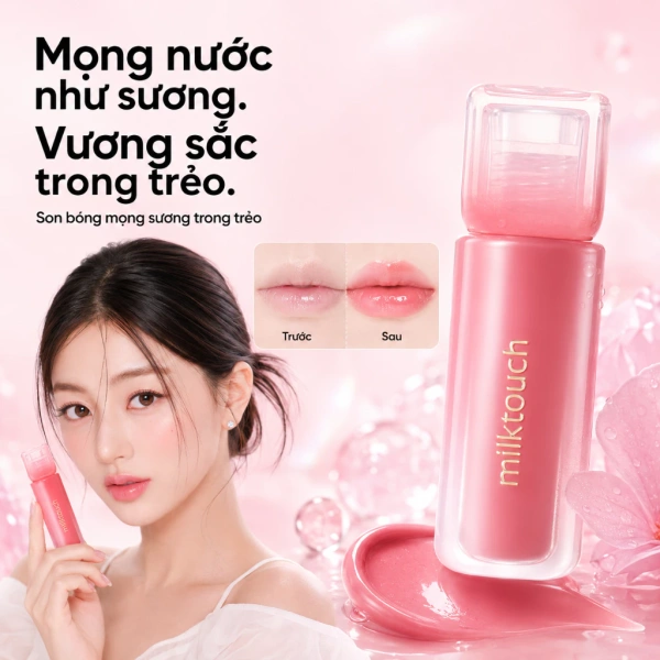 Màu môi milky bền cả ngày: Khi lớp bóng mỏng lại để lại cảm giác dính khó chịu