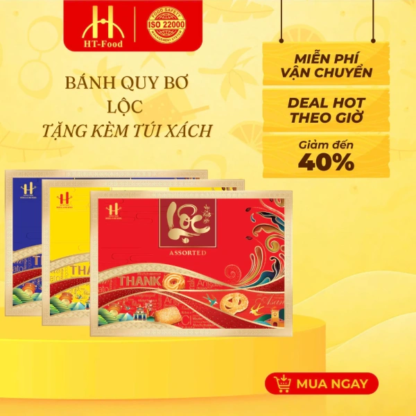 Mở hộp quà Tết doanh nghiệp chứa bánh quy bơ sang trọng khiến không khí lễ hội thêm ấm áp