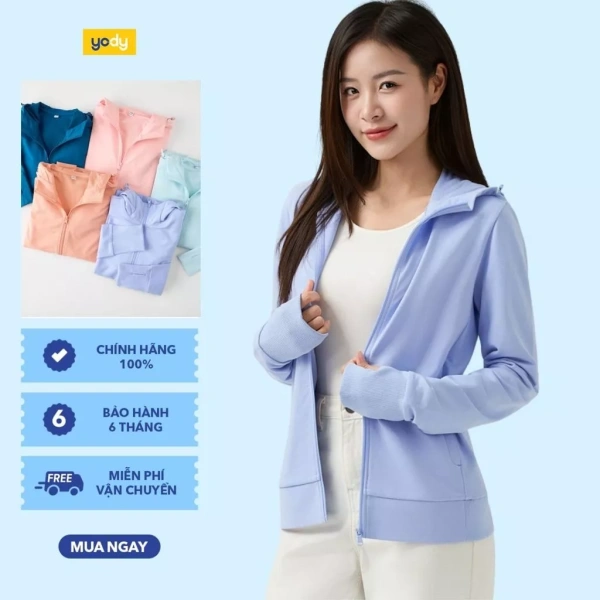 Mũ gập trên áo khoác nữ chống UV thường khiến tai lạnh bất ngờ vào buổi sáng sớm