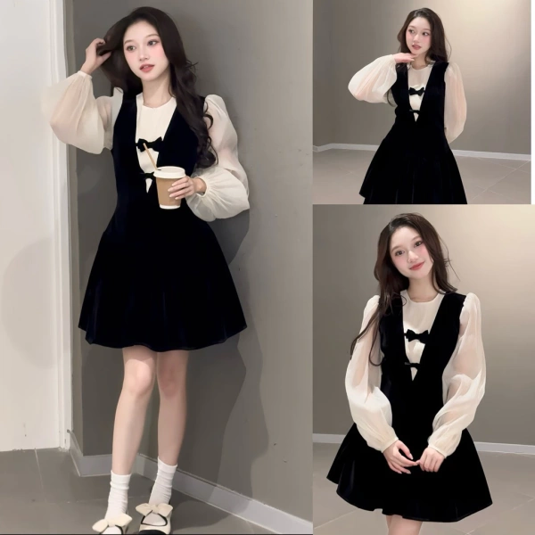 Nơ ở ngực của váy nhung bồng xoè khiến bạn vừa tự hào vừa băn khoăn về sự thoải mái khi di chuyển