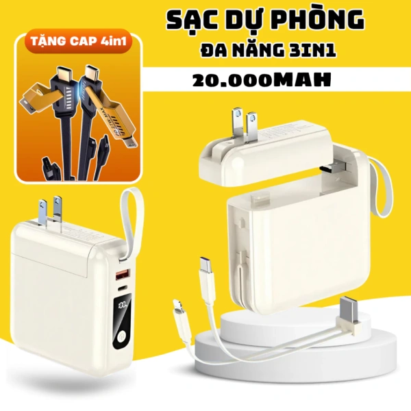 Pin dự phòng 20.000mAh 3 trong 1: Khi sạc nhanh tháo rời không duy trì đủ năng lượng suốt ngày di chuyển liên tục