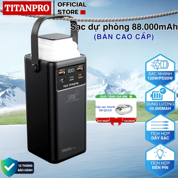 Pin dự phòng 88000 mAh sạc nhanh 120W có đèn pin: Khi sức mạnh vượt trội lại làm giảm tính di động của người dùng