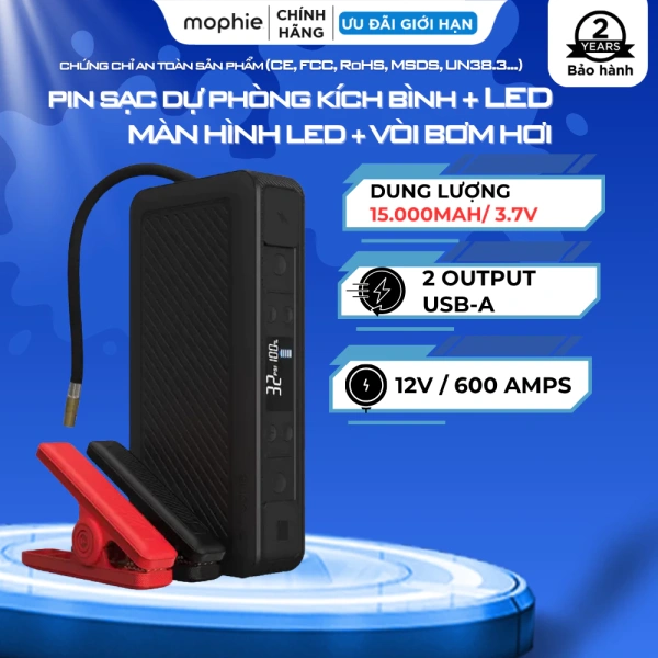 Sạc dự phòng 15.000mAh kiêm bộ kích bình ô tô: khi sức mạnh lớn vẫn gặp bất ngờ trong thời gian sạc dài