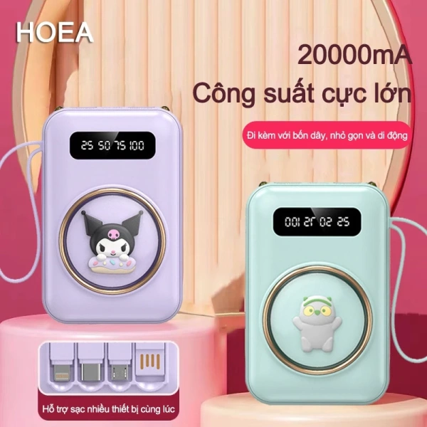 Sạc dự phòng 20.000 mAh nhẹ nhẹ thường gây bất ngờ khi phải sắp xếp bốn dây sạc cùng lúc