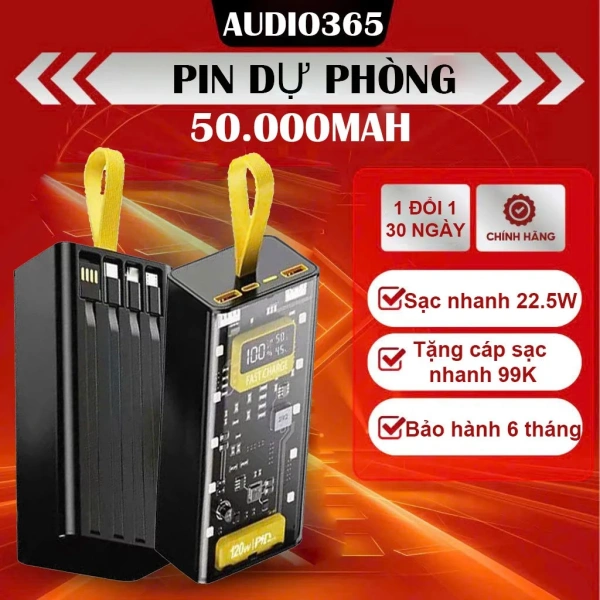 Sạc nhanh 120W từ bộ sạc dự phòng 50.000 mAh chỉ thực sự hữu ích khi kiểm soát đồng thời 4 thiết bị và đèn LED.
