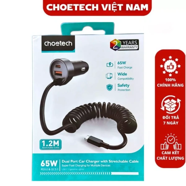 Sạc nhanh ô tô 65W: Khi dây lò xo Type‑C khiến tốc độ sạc không như mong đợi