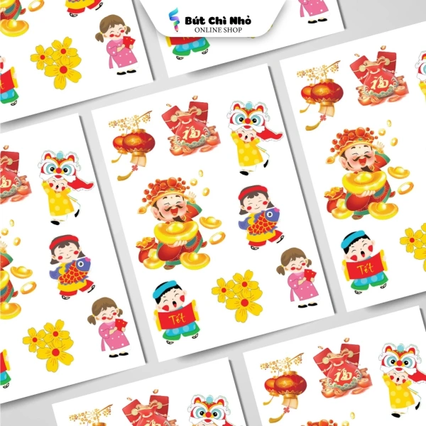 Sau khi dán những mảnh dán Tết trên khay bánh chưng, bất ngờ nhận ra không gian bày tiệc lại cảm giác gò bó hơn.