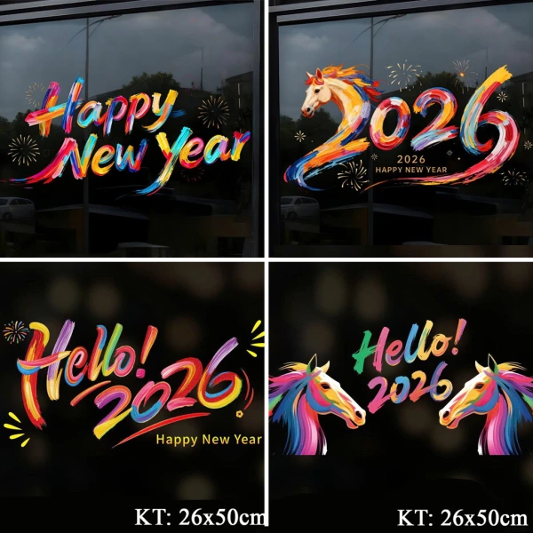 Sau một tháng, màu neon trên decal trang trí Tết dán cửa kính bắt đầu mất sức sáng