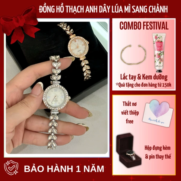 Sự bất ngờ khi chiếc đồng hồ nữ thạch anh dây lúa mì kim cương sang trọng lại gây ngứa da quanh cổ tay