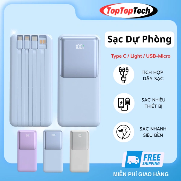 Sức mạnh 10.000 mAh không tự động giải quyết mọi nhu cầu – chiều dài và đa dạng cáp sạc nhanh mới tạo ra sự khác biệt