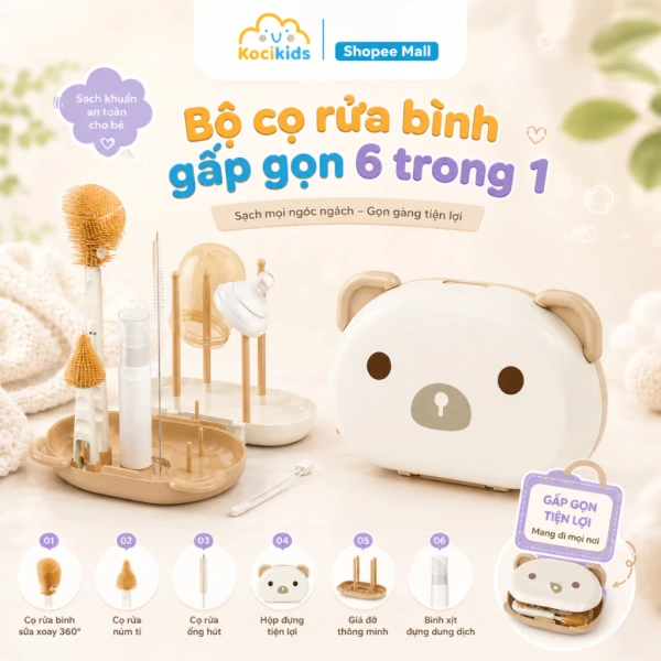 Thời gian chuẩn bị bình sữa giảm một nửa khi dùng cọ silicon 6 trong 1 – điều mà hầu hết phụ huynh chưa suy nghĩ