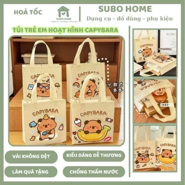 Túi tote vải canvas dễ thương làm quà sinh nhật trở nên gọn nhẹ, nhưng lại bất ngờ khi phải xếp đầy sách giáo khoa.