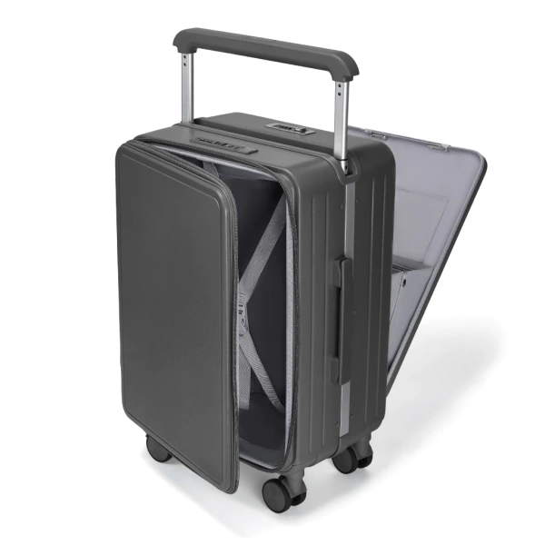 Vali cabin du lịch size 20 bằng nhựa PC Đức bảo vệ laptop, nhưng ngăn phụ thường bị lạc trong hành lý