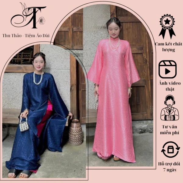 Vẻ sang trọng của áo dài gấm dáng xuông hòa quyện với quần lụa đa màu, nhưng độ linh hoạt thực tế thường bị bỏ quên