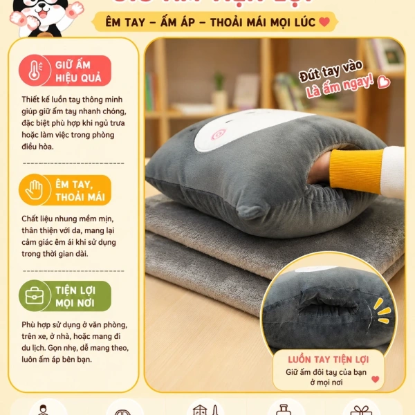 Dưới đây là bảng so sánh ngắn gọn giữa Bộ chăn gối văn phòng luồn tay HI‑SLEEP (giá ưu đãi 205.000 VND, giảm so với 252.150 VND) và một số sản phẩm phổ biến trên thị trường. (Ảnh 5)