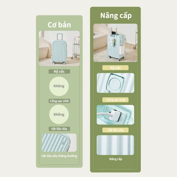 Kệ cốc, hay còn gọi là “cửa sổ giữ đồ uống”, không chỉ giúp du khách tránh làm đổ đồ uống lên mặt đất khi di chuyển, mà còn giảm rủi ro tràn nước lên các vật dụng điện tử trong vali. (Ảnh 3) Kệ cốc, hay còn gọi là “cửa sổ giữ đồ uống”, không chỉ giúp du khách tránh làm đổ đồ uống lên mặt đất khi di chuyển, mà còn giảm rủi ro tràn nước lên các vật dụng điện tử trong vali. (Ảnh 3)