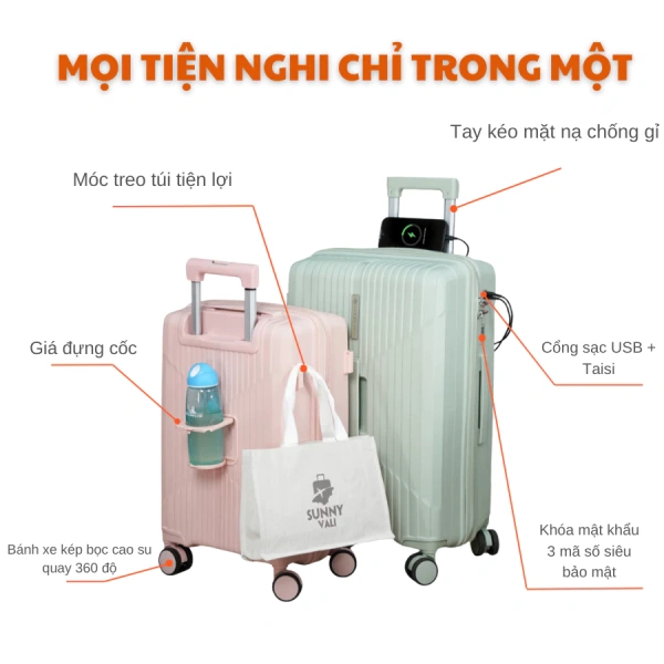 Vali nhựa chịu lực 20‑28 cm, bảo hành 10 năm, vẫn không vỡ sau hàng trăm chuyến đi - Ảnh 2