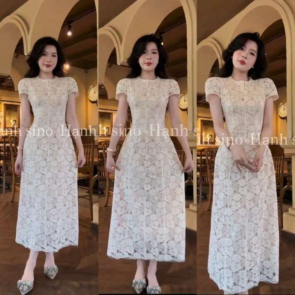Váy ren đỏ dịp Tết thu hút ánh nhìn, nhưng chi tiết cúc nhỏ khiến việc phối áo dài trở nên bất tiện hơn bạn nghĩ. - Ảnh 1
