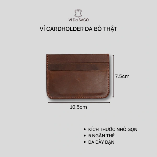 Ví da bò cardholder nhỏ gọn: tiết kiệm không gian túi áo và bảo vệ thẻ tín dụng lâu dài - Ảnh 1