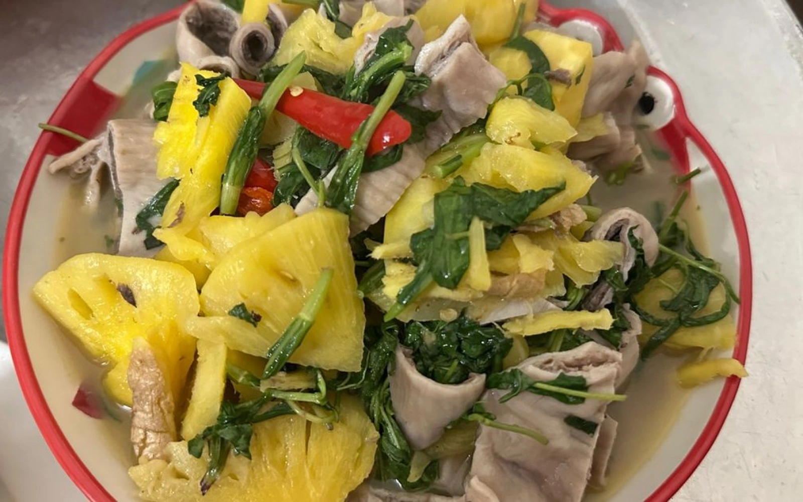 Tràng bò xào dứa